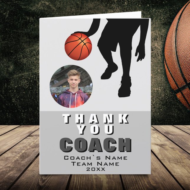 Basketball Player Basketball Coach Photo  Thank You Card (Creator Uploaded)