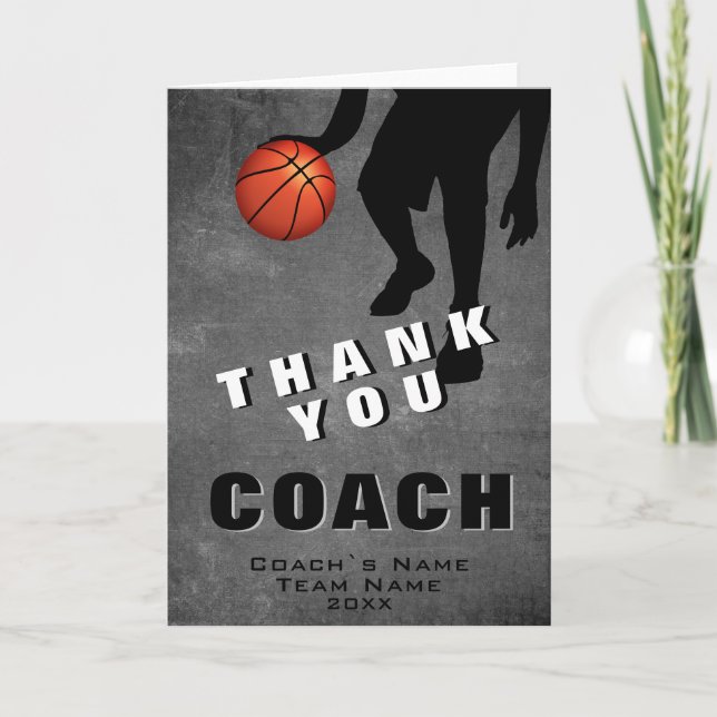 Basketball Player Basketball Coach Thank You Card (Front)