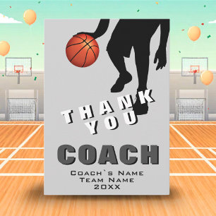 Basketball Player Basketball Coach Thank You Card