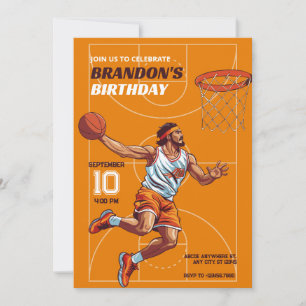 Basketball player birthday invitation