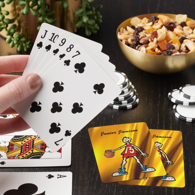 Basketball Player Caricature and ball Personalize Poker Cards (In Situ)