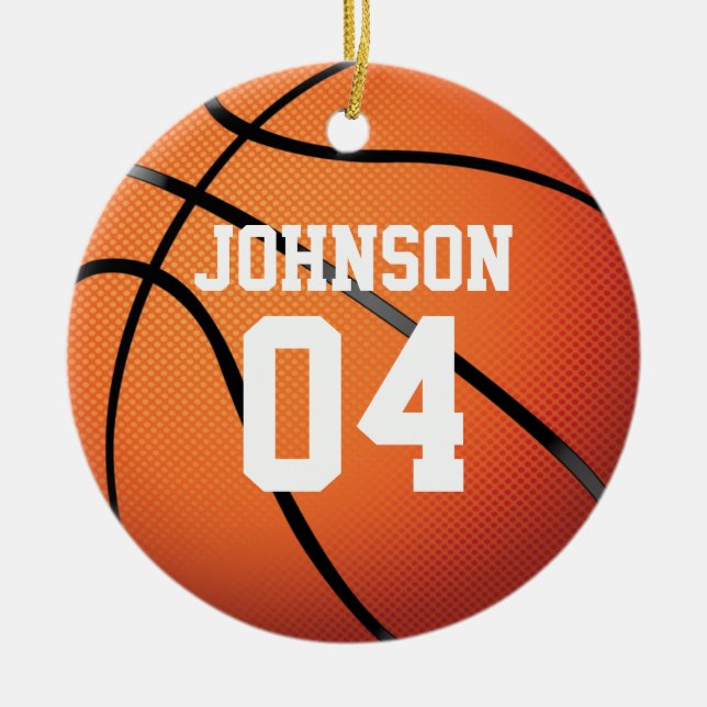 Basketball Player Christmas Ceramic Ornament (Front)