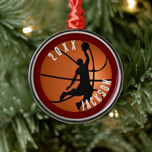 Basketball Player Christmas Metal Ornament
