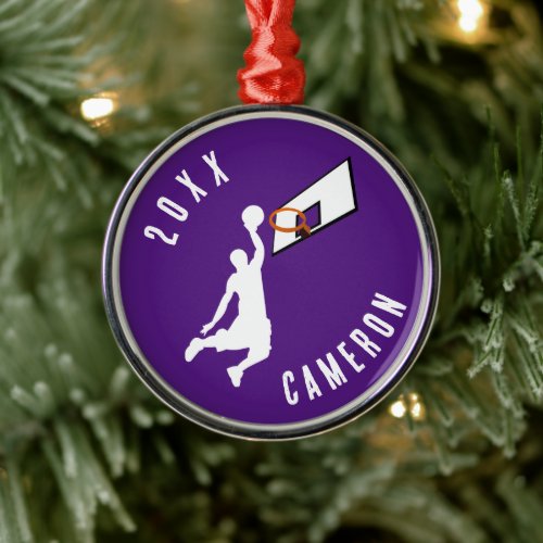 Basketball Player Christmas Metal Ornament