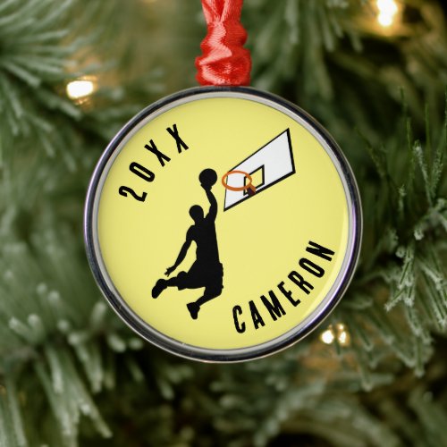 Basketball Player Christmas Metal Ornament