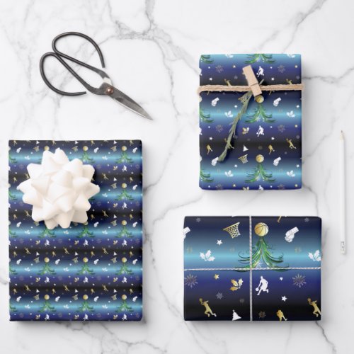 Basketball Player Christmas Tree Wrapping Paper Sheets