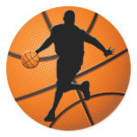 BASKETBALL PLAYER CLASSIC ROUND STICKER