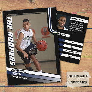 Basketball Player Custom Black Trading Card Blue