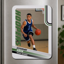 Basketball Player Custom Grey Green Photo Magnet