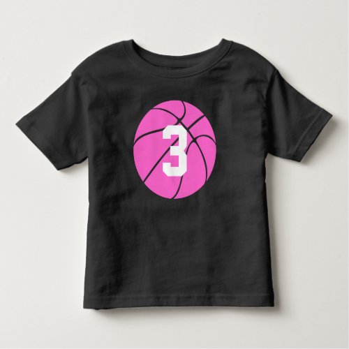 Basketball Player Custom Jersey Number Pink Bball Toddler T_shirt