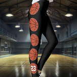 Basketball Player Custom Jersey Number Sports Team Leggings<br><div class="desc">Basketball Player Custom Jersey Number Sports Team Leggings: Super cute and customizable leggings for basketball players, with a custom text box where you can type in your own jersey number. Just click "Personalize this template" and type your own number or any other text (initials, school letters, etc.) in the custom...</div>