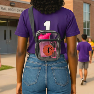 Basketball Player Custom Number Text Clear Sports Crossbody Bag