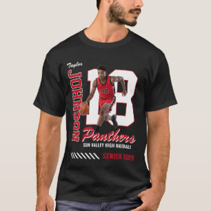 Basketball Player Custom Photo Jersey Number Red T-Shirt
