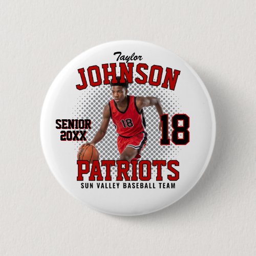 Basketball Player Custom Photo Senior Sports Day Button