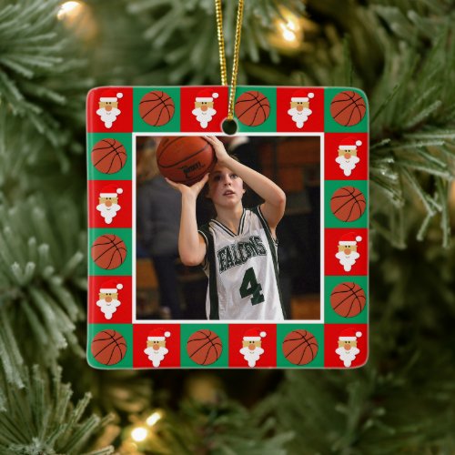 Basketball Player Custom Sports Photo Christmas Ceramic Ornament