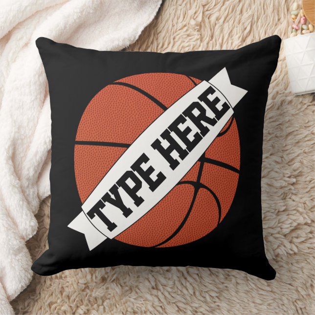 Basketball Player Custom Team Name or Text Throw Pillow (Blanket)