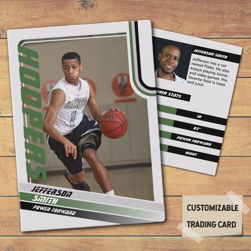 Basketball Player Custom Trading Card Black Green