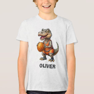 Basketball Player Cute Dinosaur Tri-Blend Shirt