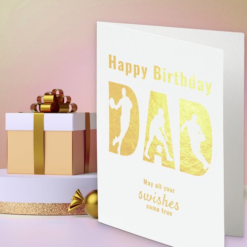 Basketball Player Dad Happy Birthday Foil Card