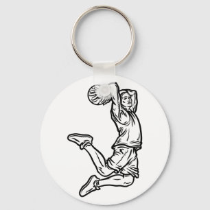Basketball Player Doing Slam Dunk Dark Design Keychain