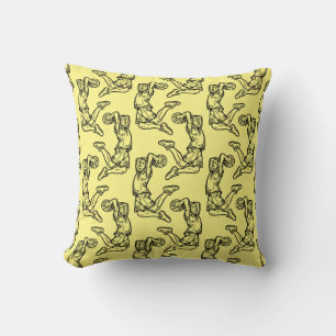 Basketball Player Doing Slam Dunk Dark Design Throw Pillow