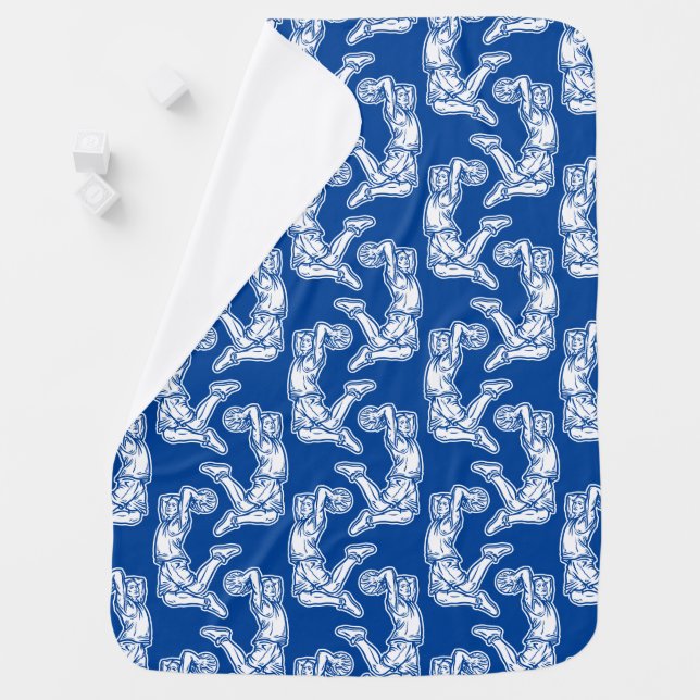 Basketball Player Doing Slam Dunk Light Design Baby Blanket (In Situ)