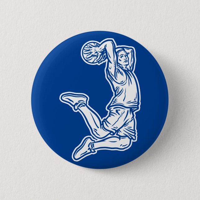 Basketball Player Doing Slam Dunk Light Design Button (Front)