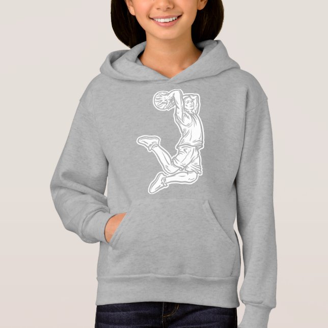 Basketball Player Doing Slam Dunk Light Design Hoodie (Front)