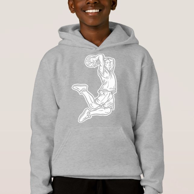 Basketball Player Doing Slam Dunk Light Design Hoodie (Front)