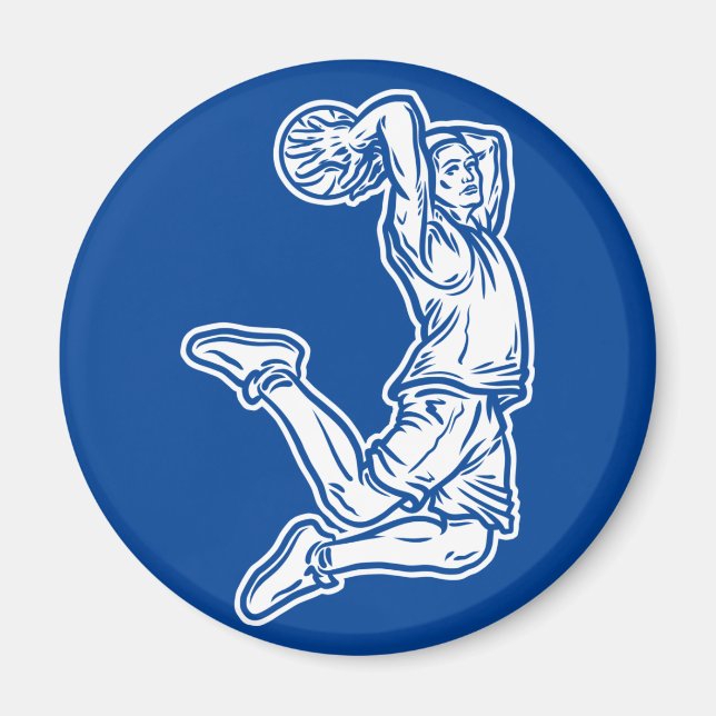 Basketball Player Doing Slam Dunk Light Design Magnet (Front)