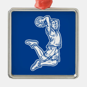 Basketball Player Doing Slam Dunk Light Design Metal Ornament