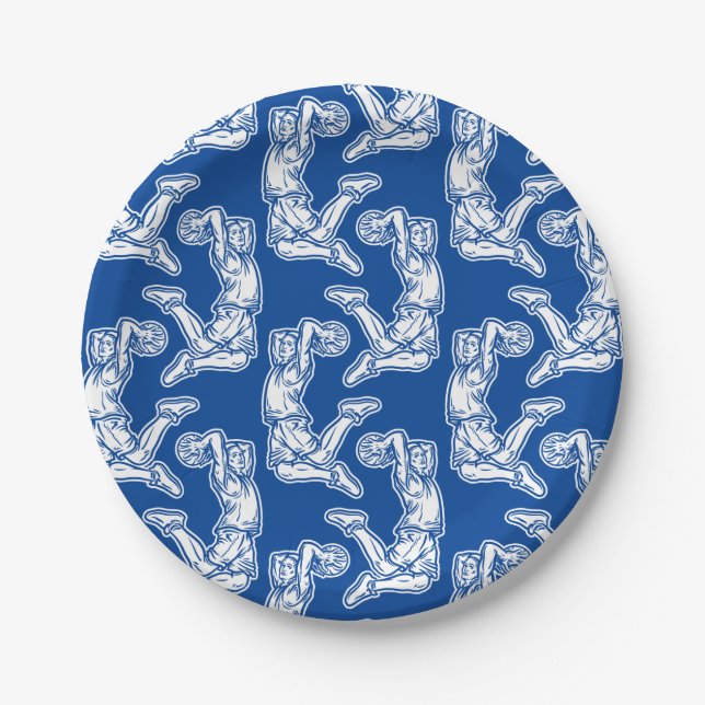 Basketball Player Doing Slam Dunk Light Design Paper Plates (Front)