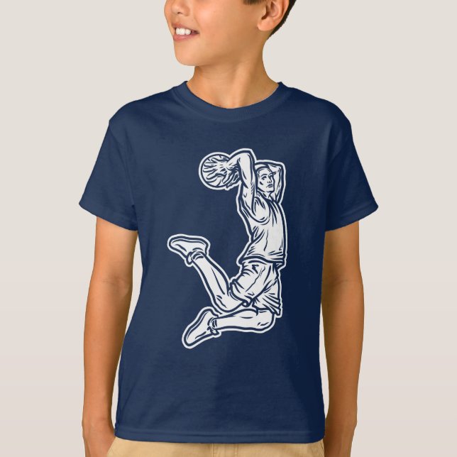 Basketball Player Doing Slam Dunk Light Design T-Shirt (Front)