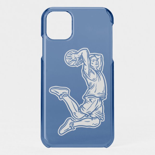 Basketball Player Doing Slam Dunk Light Design Uncommon iPhone Case (Back)