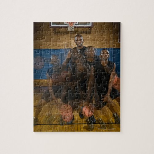 Basketball player dribbling ball on court jigsaw puzzle