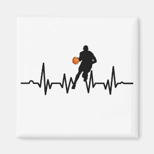 Basketball player dribbling heartbeat magnet