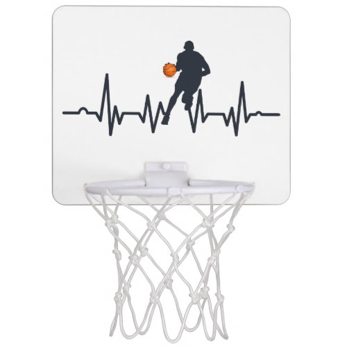 Basketball player dribbling heartbeat mini basketball hoop