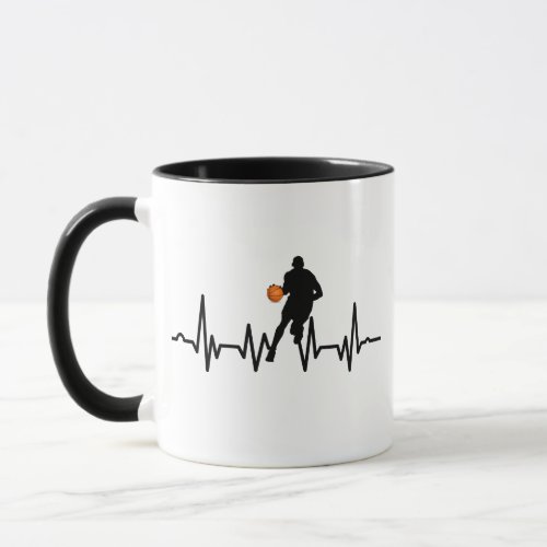 Basketball player dribbling heartbeat mug