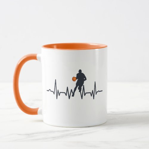 Basketball player dribbling heartbeat mug