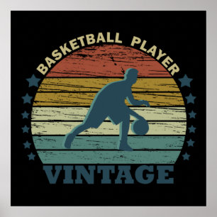Basketball player dribbling poster