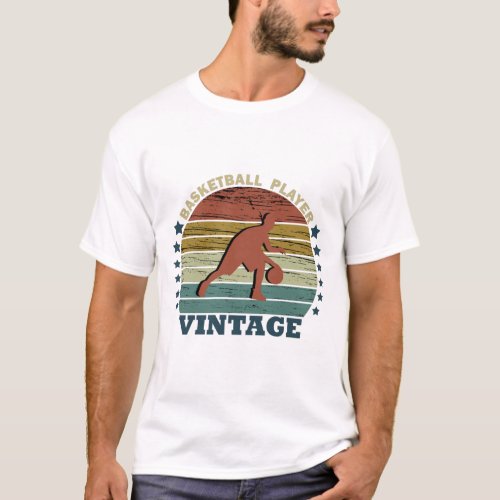 basketball player dribbling retro sunset style T_Shirt