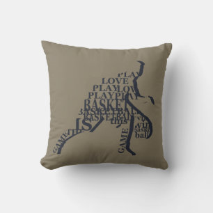 Basketball player dribbling throw pillow