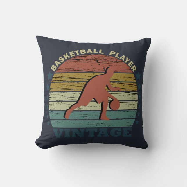 Basketball player dribbling throw pillow (Front)
