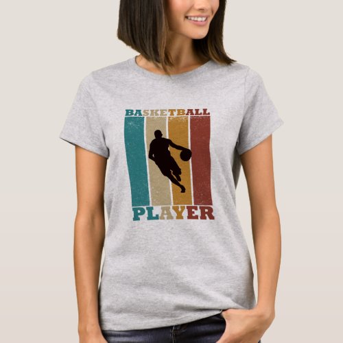 Basketball player dribbling vintage retro style T_Shirt