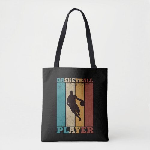 Basketball player dribbling vintage retro style tote bag