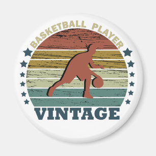 Basketball player dribbling vintage retro sunset magnet