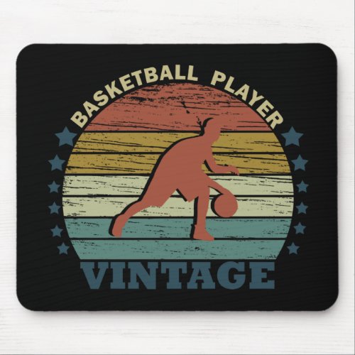 Basketball player dribbling vintage retro sunset mouse pad
