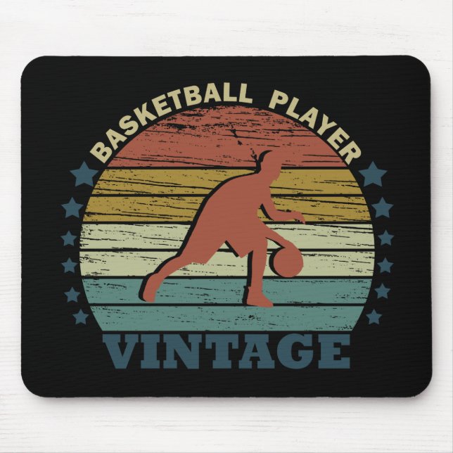 Basketball player dribbling vintage retro sunset mouse pad (Front)