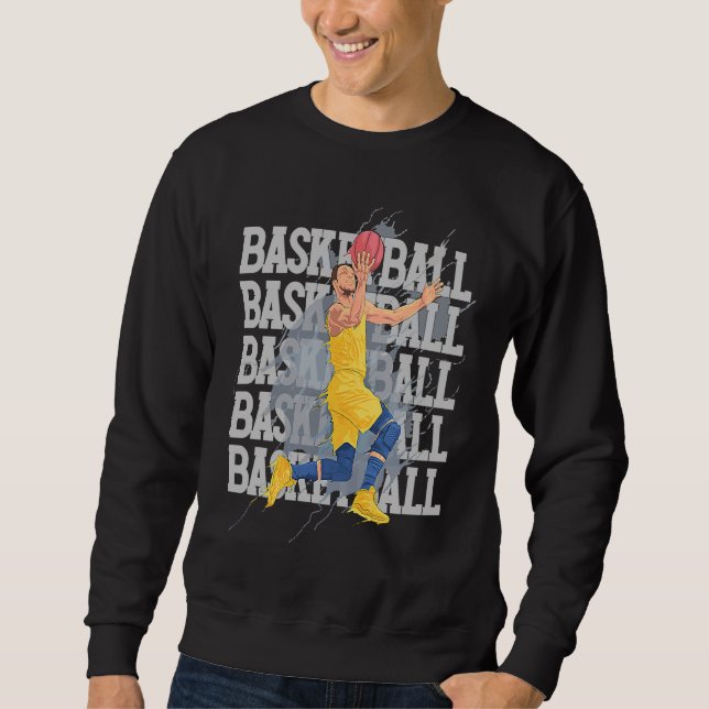 Basketball Player Dunking Hoops Coach Team Sweatshirt (Front)