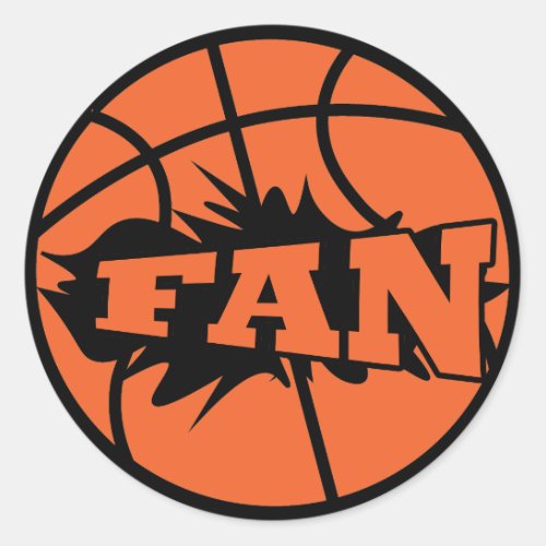 Basketball player fan orange ball classic round sticker